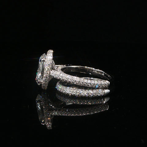 14K White Gold Oval Diamond Engagement Ring Stack | Center Stone 3.04 CT