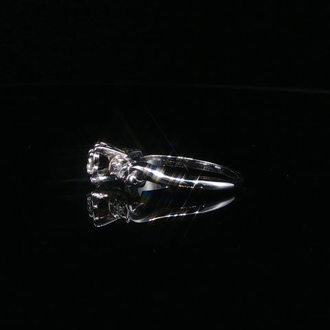 14K White Gold Floral Natural Diamond Ring | Size 7