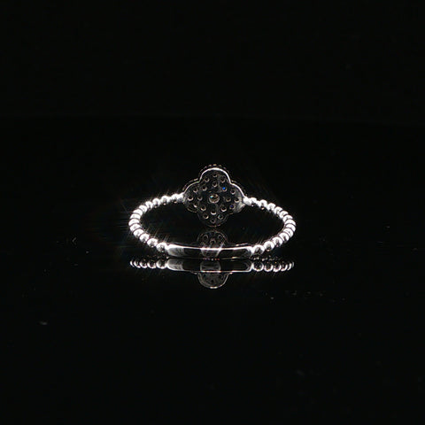 10K White Gold Clover Bead Ring | Size 7