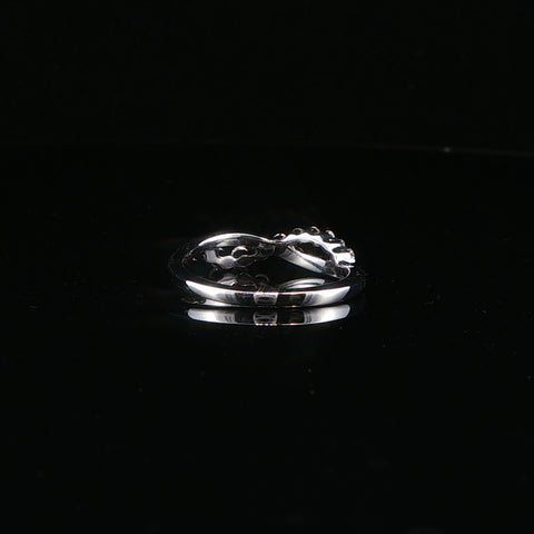 10K White Gold Natural Diamond Swirl Ring | Size 7