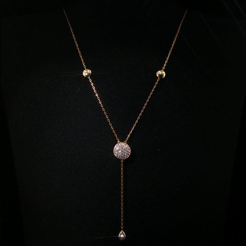 18K Rose Gold & Diamond Lariat Necklace | 0.65 CTW | 16 Inch
