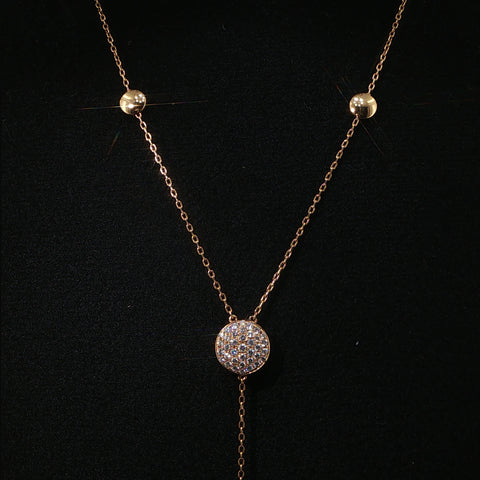 18K Rose Gold & Diamond Lariat Necklace | 0.65 CTW | 16 Inch