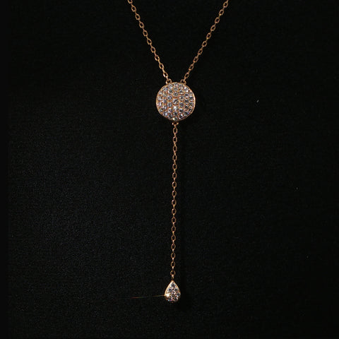 18K Rose Gold & Diamond Lariat Necklace | 0.65 CTW | 16 Inch