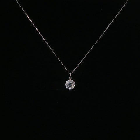 18K White Gold Round Diamond Pendant Necklace | 0.69 CTW | 16-18 Inch