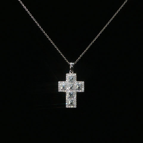 18K White Gold Cross Pendant Necklace | 0.52 CTW | 16-18 Inch