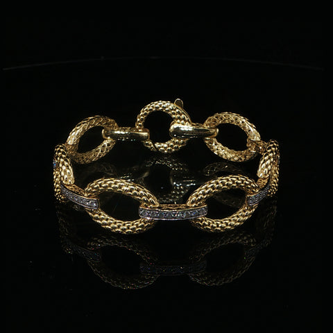 14K Yellow Gold Diamond Open Link Bracelet | .90 CTW | 7 Inch