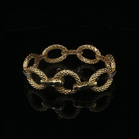 14K Yellow Gold Diamond Open Link Bracelet | .90 CTW | 7 Inch