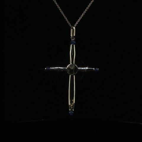 18K White Gold Large Cross Pendant Necklace | 1.22 CTW | 16-18 Inch