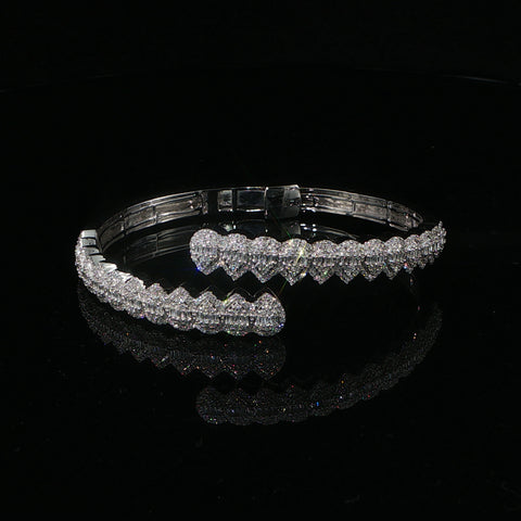 14K White Gold Diamond Bangle Bracelet | 1.59 CTW