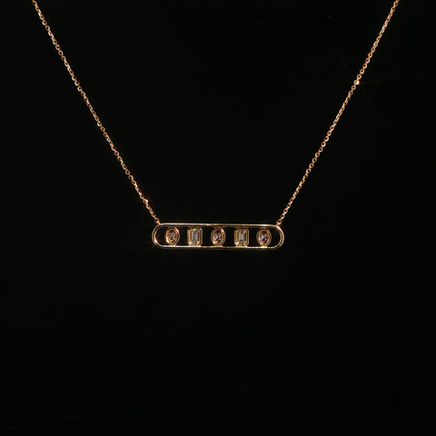 14K Yellow Gold Lab Diamond Bar Pendant Necklace | 1.6 CTW
