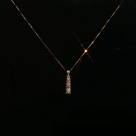 10K Yellow Gold Natural Diamond Graduating Pendant Necklace | 0.25 CTW