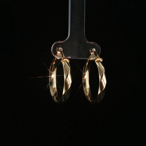 14K Yellow Gold Mini Twisted Hoop Earrings | 1.9 Grams