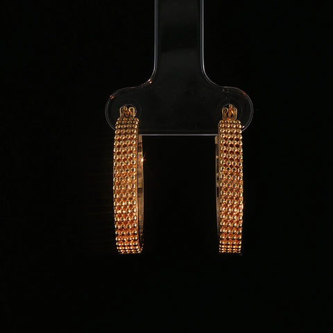 14K Yellow Gold Textured Hoop Earrings | 3.3 Grams