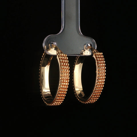 14K Yellow Gold Textured Hoop Earrings | 3.3 Grams