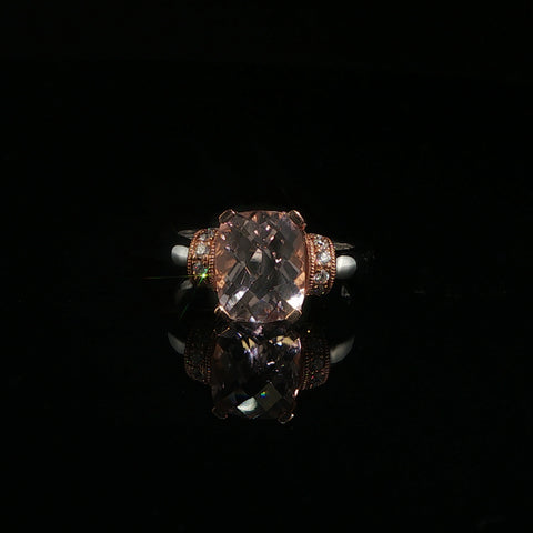 14K White Gold Morganite Ring | 0.2 CTW | Size 6.75