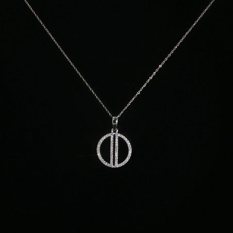 10K White Gold Natural Diamond Semi-Circle Pendant Necklace | 0.2 CTW | 18 Inch