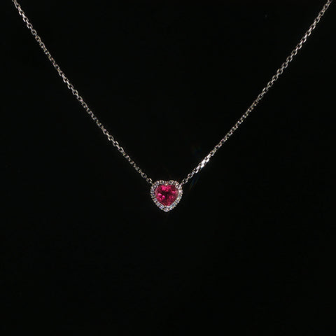 Platinum Tourmaline Heart Pendant Necklace | 1.3 CTW | 16-18 Inch