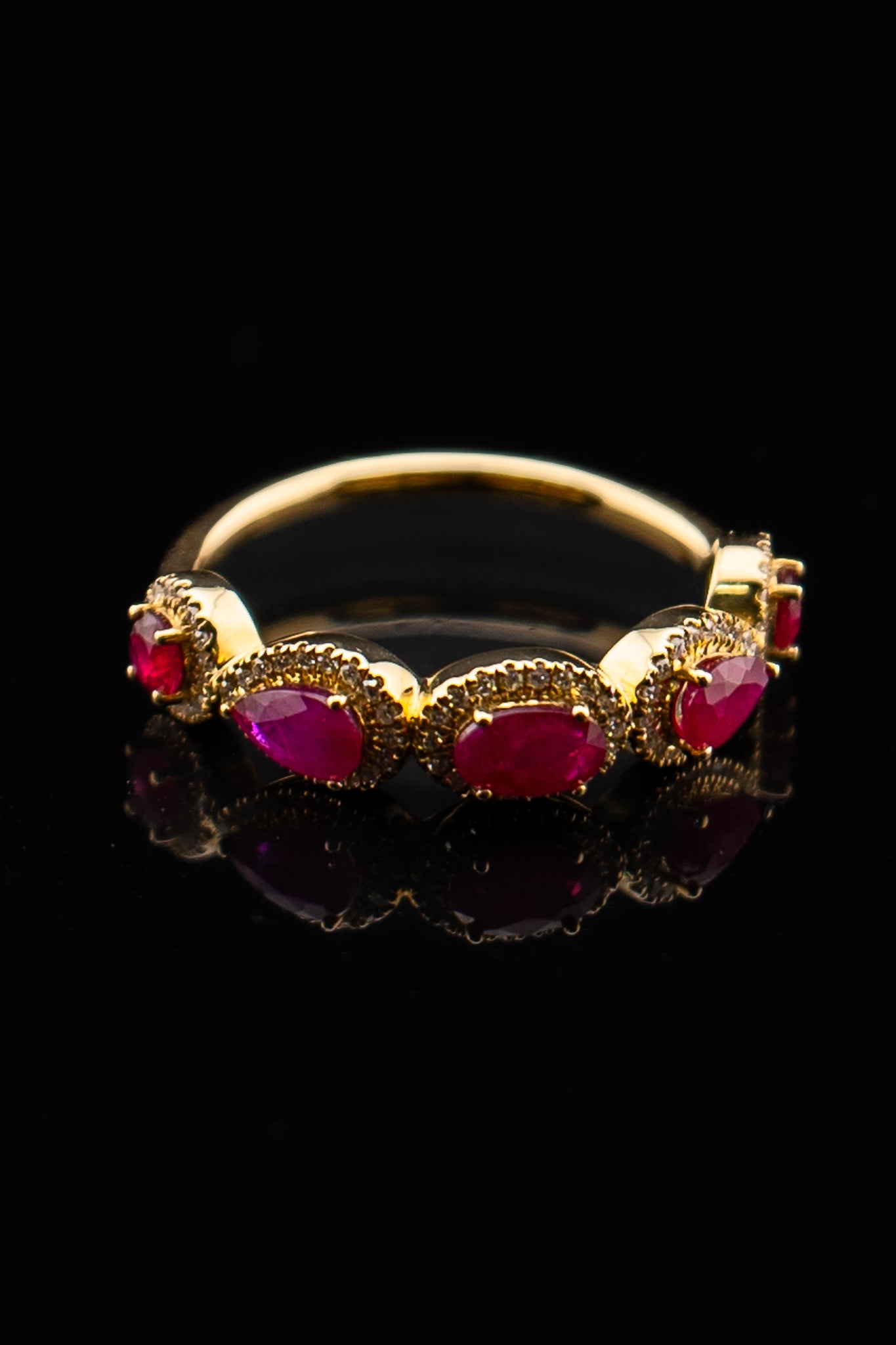 10K Yellow Gold Mixed Ruby & Diamond Ring