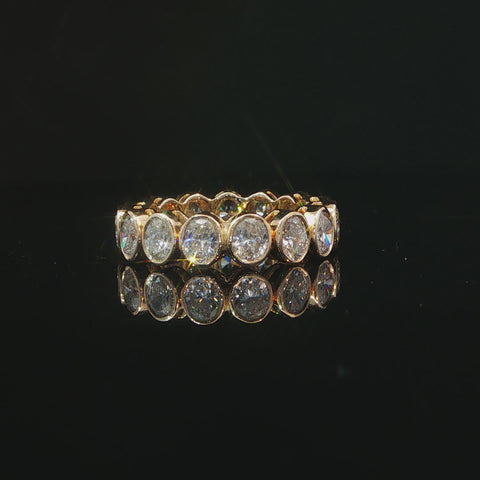 10K Yellow Gold Oval Cut Diamond Eternity Band
