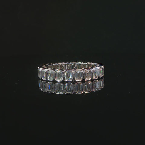 10K White Gold Emerald Cut Diamond Eternity Band