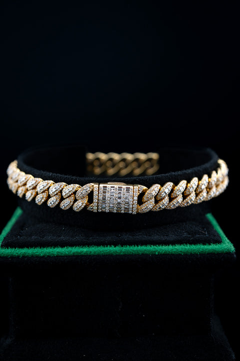 10K Yellow Gold Diamond Cuban Bracelet – 8" / 8mm – 3.8ctw Natural Diamonds – 26.5g