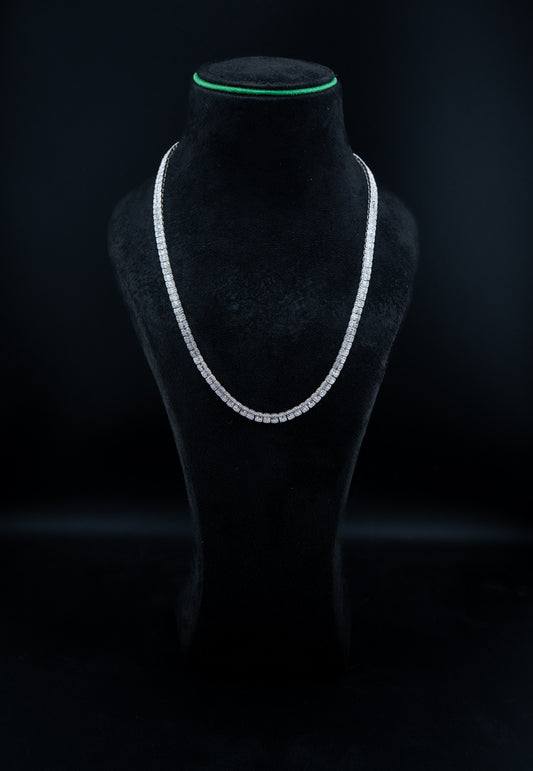 10K White Gold Diamond Tennis Chain Necklace – 22" – 5mm – 10.21ctw Natural Diamonds – 40.5g