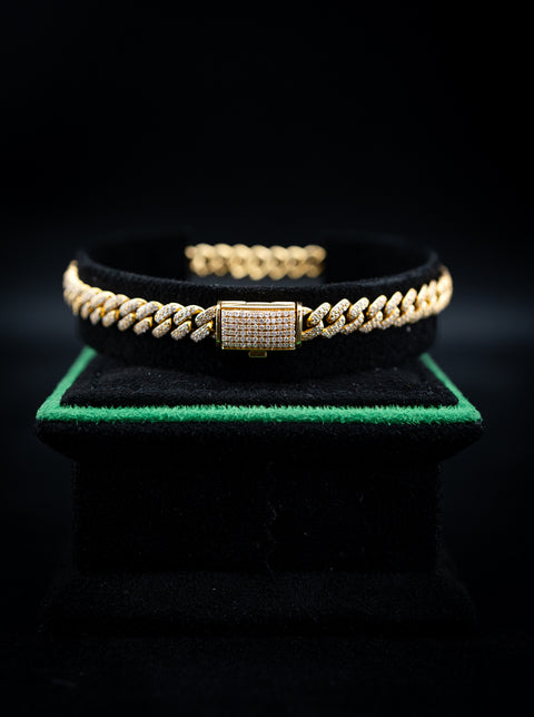 10K Yellow Gold Diamond Pavé Cuban Link Bracelet – 8" – 6mm – 2.47ctw
