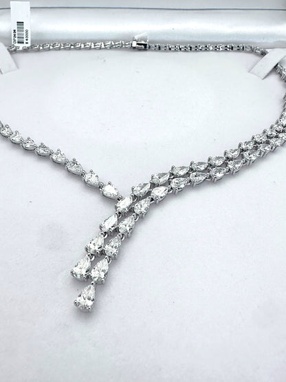 17 In White Gold Graduated Pear Lab Diamond Necklace 24.97CT image 3