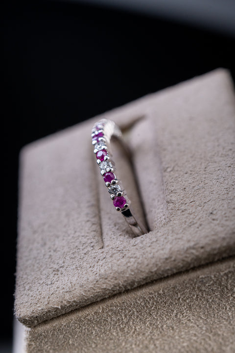 14K White Gold Ruby & Diamond Ring Size 6.75
