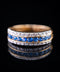 14K Yellow Gold Blue Sapphire & Diamond Band Ring Size 7