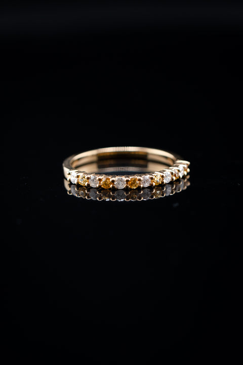 14K Yellow Gold Yellow Sapphire & Diamond Ring, 0.20 CTW, Size 7
