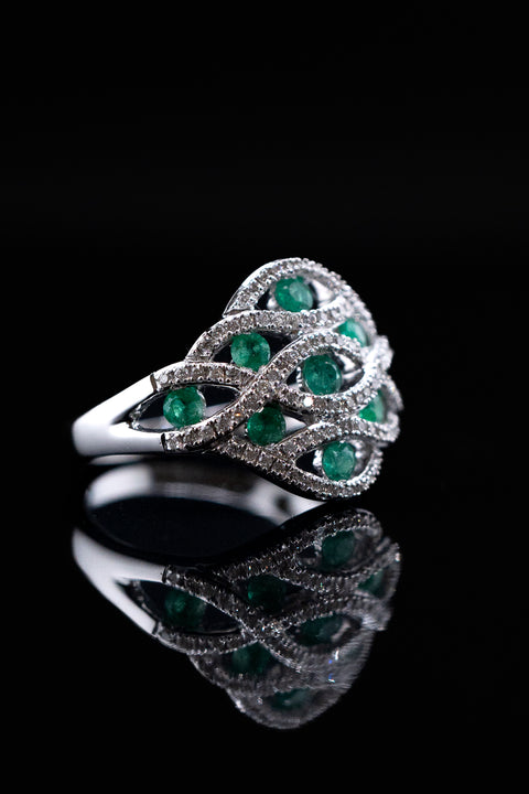 14K Emerald & Diamond Ring, 0.25 CTW, Size 7