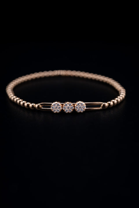 Hulchi Belluni 18K Rose Gold Diamond Cluster Slide Bracelet
