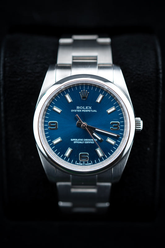 2018 Rolex Oyster Perpetual 34mm Blue Dial – Watch & Card