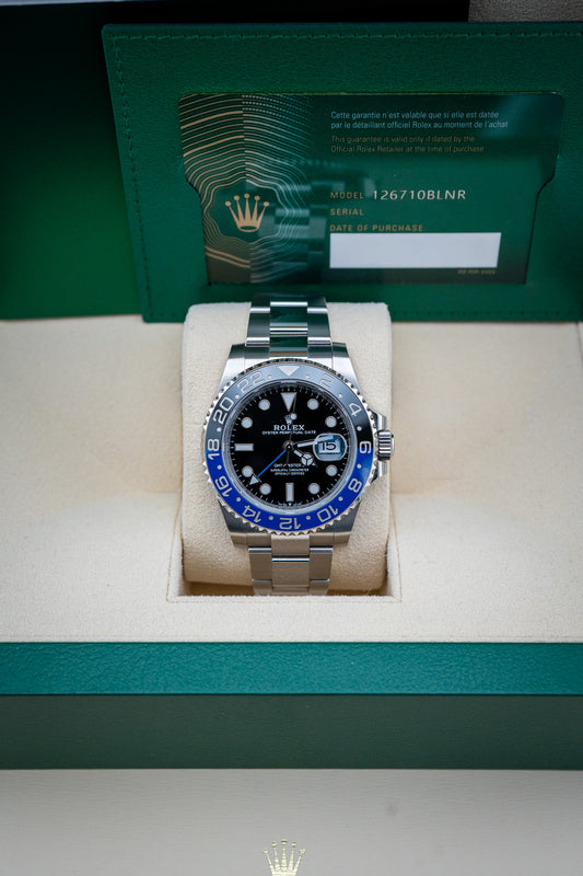 2022 Rolex GMT-Master II Batman – Ref. 126710BLNR – Like New Complete Set