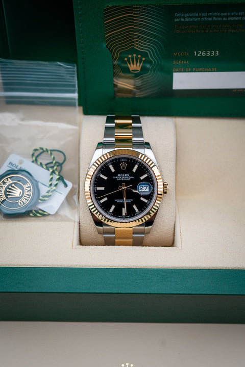 2023 Rolex Datejust 41 – Ref. 126333 – Two-Tone – Black Dial – Mint Condition, Complete Set