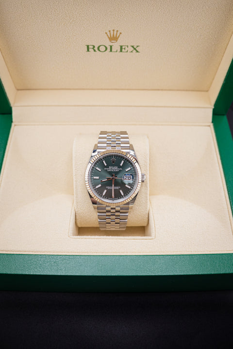Rolex Datejust 36 - Mint Green Dial | Fluted Bezel | Jubilee | 2025 - Complete Set