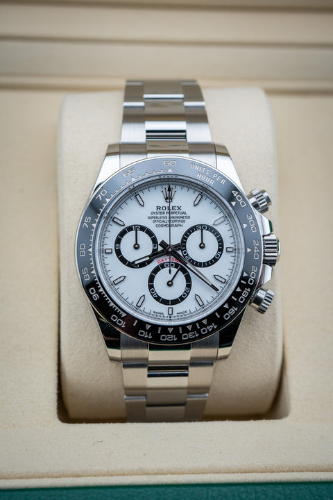 2025 Rolex Cosmograph Daytona “Panda” – White Dial – Stainless Steel – Brand New Complete Set