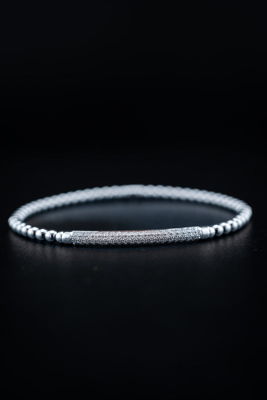 Hulchi Belluni Diamond Bar Stretch Bracelet – 18K White Gold – 0.32ctw Natural Diamonds