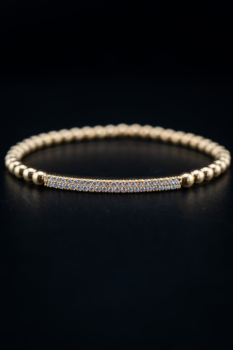 Hulchi Belluni 18K Gold 2-Row Diamond Stretch Bracelet – 0.41ctw Natural Diamonds – 8.5g