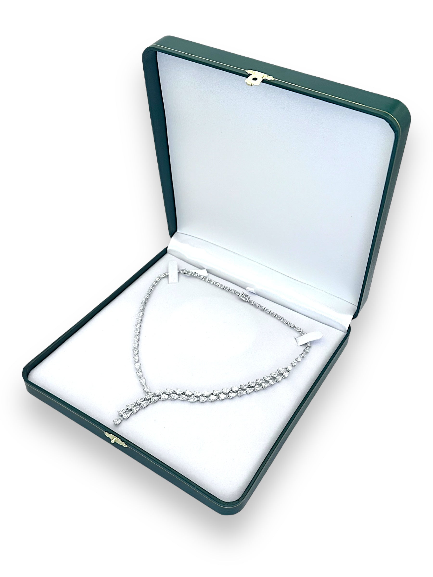 17 In White Gold Graduated Pear Lab Diamond Necklace 24.97CT image 2
