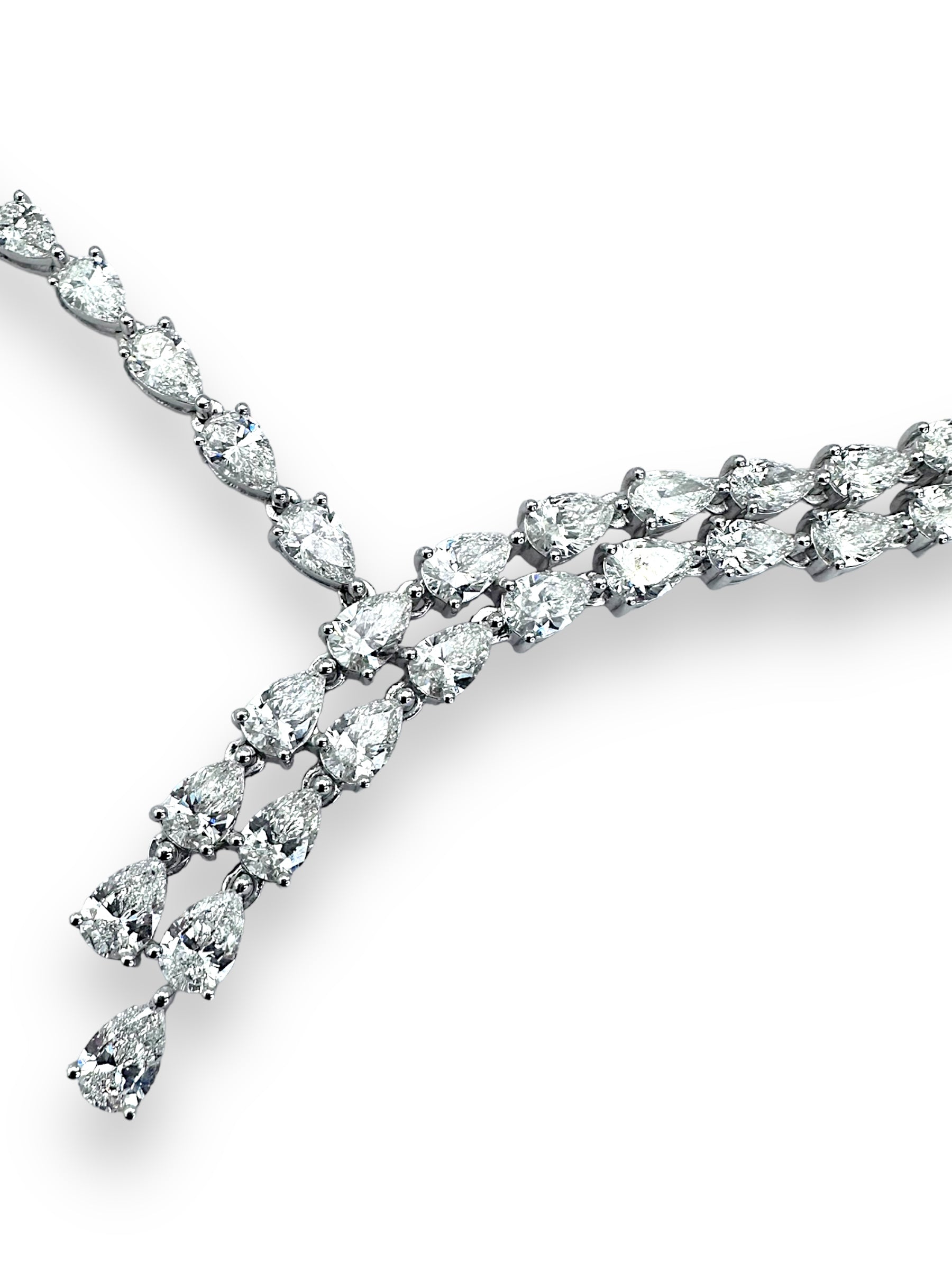 17 In White Gold Graduated Pear Lab Diamond Necklace 24.97CT image 5