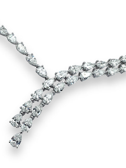 17 In White Gold Graduated Pear Lab Diamond Necklace 24.97CT image 5