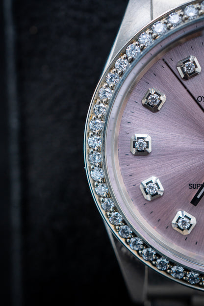 Pre-Owned Rolex Datejust – Ref. 1500 – Custom Pink Diamond Dial & Diamond Bezel