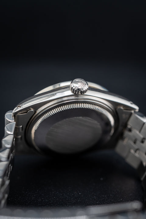 Rolex Datejust 36 – Stainless Steel, Custom Silver Dial w/ Diamond Markers & Ruby/Diamond Bezel