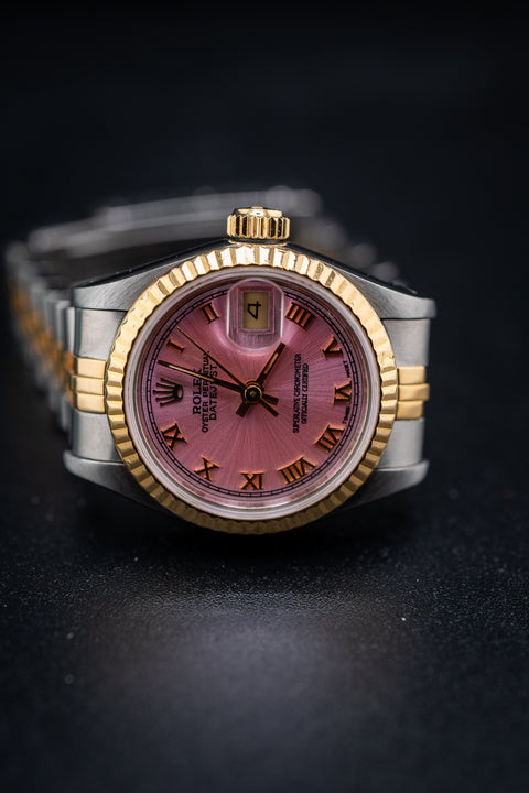 Preowned Rolex Ladies Two-Tone Datejust 26 – Ref. 69173 – Custom Pink Roman Dial