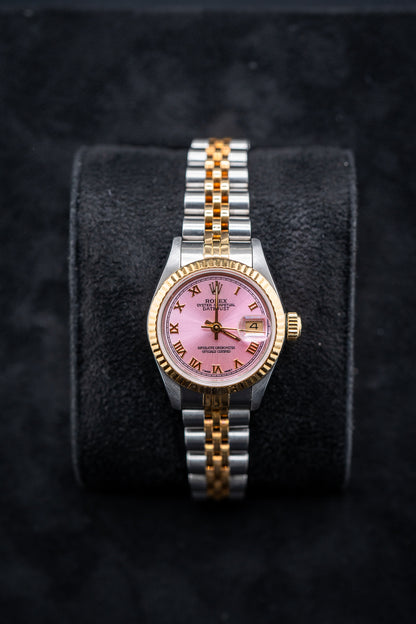 Preowned Rolex Ladies Two-Tone Datejust – Ref. 69173 – Custom Pink Roman Dial
