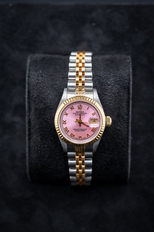 Preowned Rolex Ladies Two-Tone Datejust – Ref. 69173 – Custom Pink Roman Dial