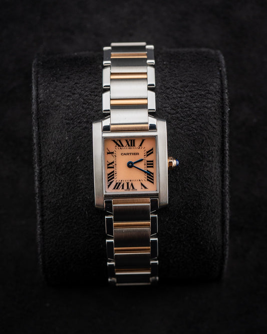 Cartier Tank Française Steel & Yellow Gold Pink Mother of Pearl Ladies Watch W51027Q4