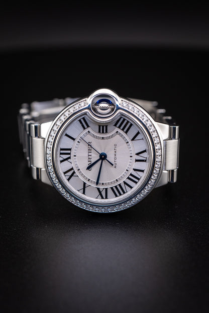 Cartier Ballon Bleu 36mm Factory Diamond Bezel – Preowned (Watch Only)